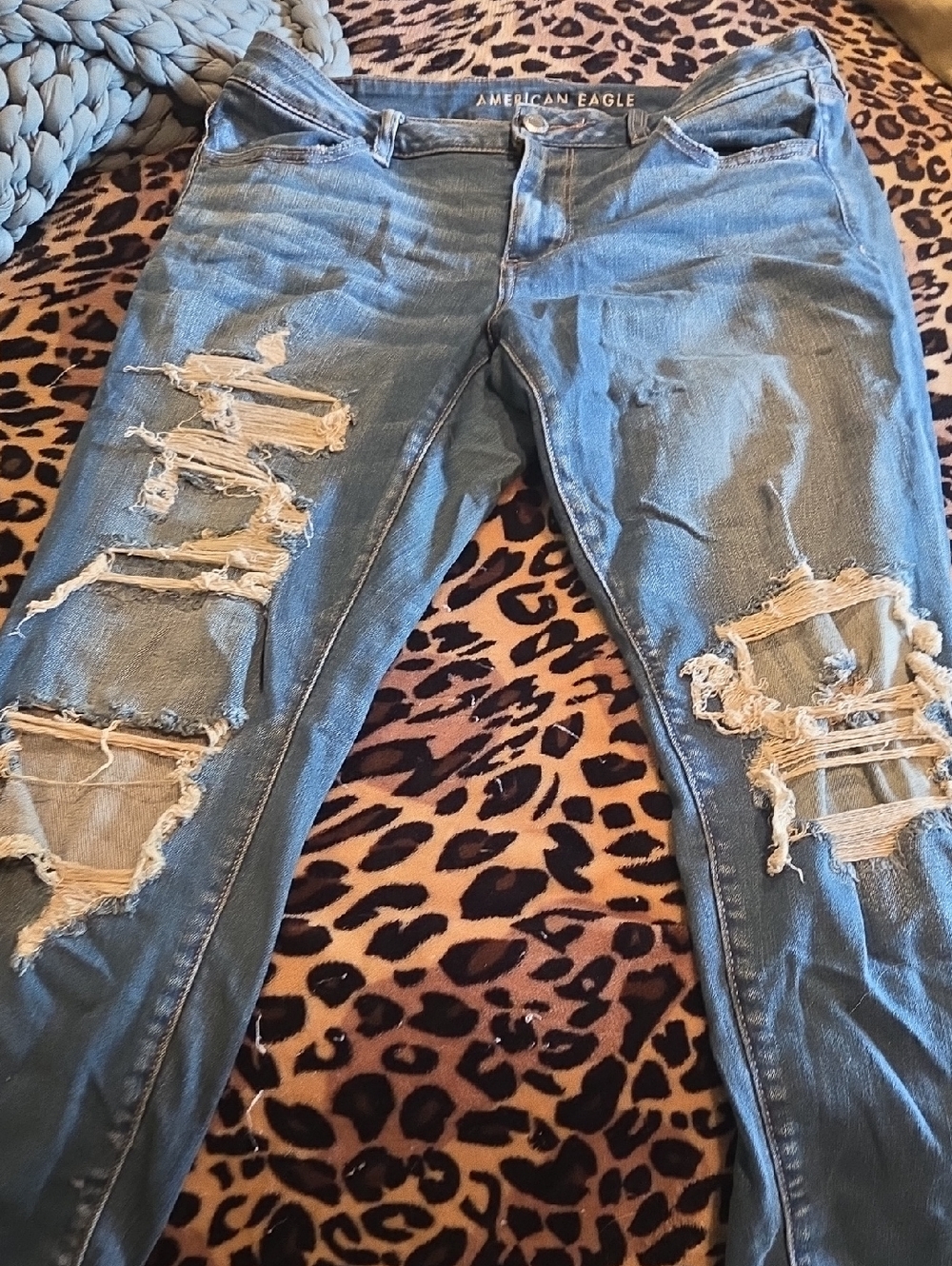 American Eagle Outfitters Ripped Light Blue Skinny Jeans